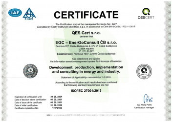 Certificate - ISO/IEC 27001:2013 - Quality management system   
