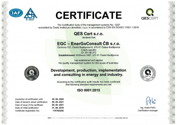 EN ISO 9001:2015 / EGC - EnerGoConsult ČB s.r.o. 
